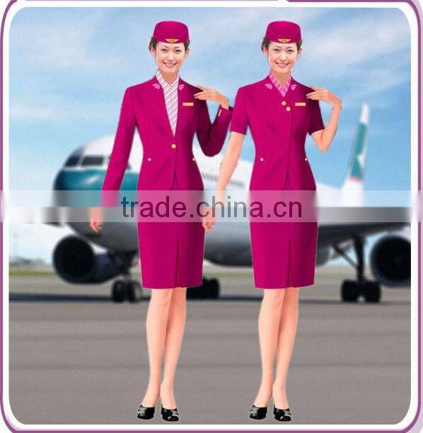 Elegant skirt suit flight attendant uniform, fashion skirt airline stewardess uniform,hot tailored blue color Stewardess uniform