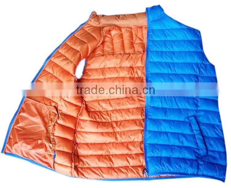 100% nylon casual body warmer light weight down vest with soft hand feeling