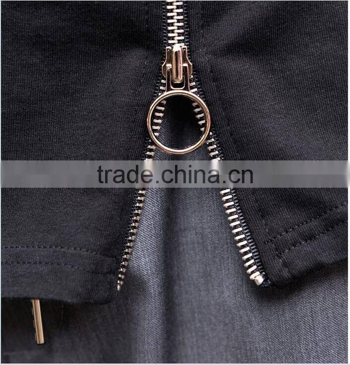 Men's Double Front Zipper Round Tee