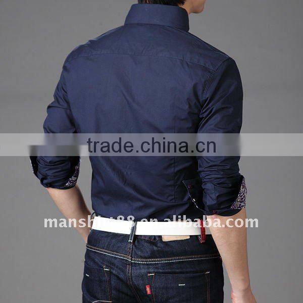 100% cotton contrast color slim fit fashion casual shirts for men