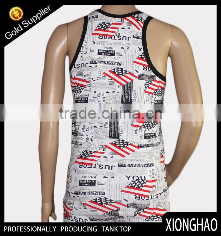 organic cotton blank gym mens stringer singlet wholesale with round neck
