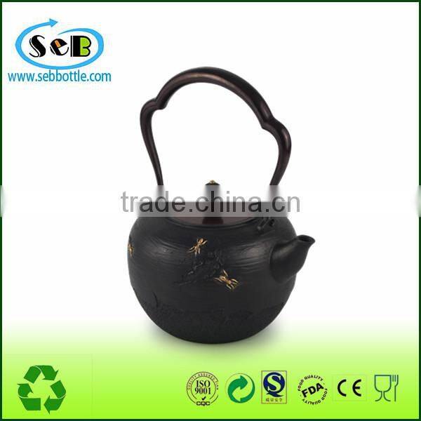High quality Cast Iron teapot with embossed decor for wholesale