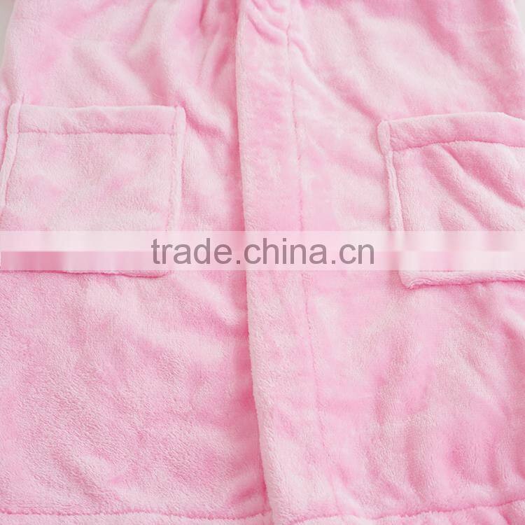 Kids bathrobe pink flannel fleece soft bath robe baby