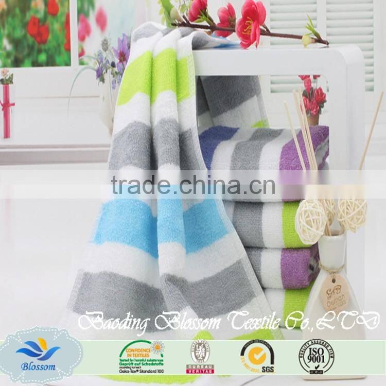 high quality striped yarn dyed breathable compressed bamboo fabric face towel
