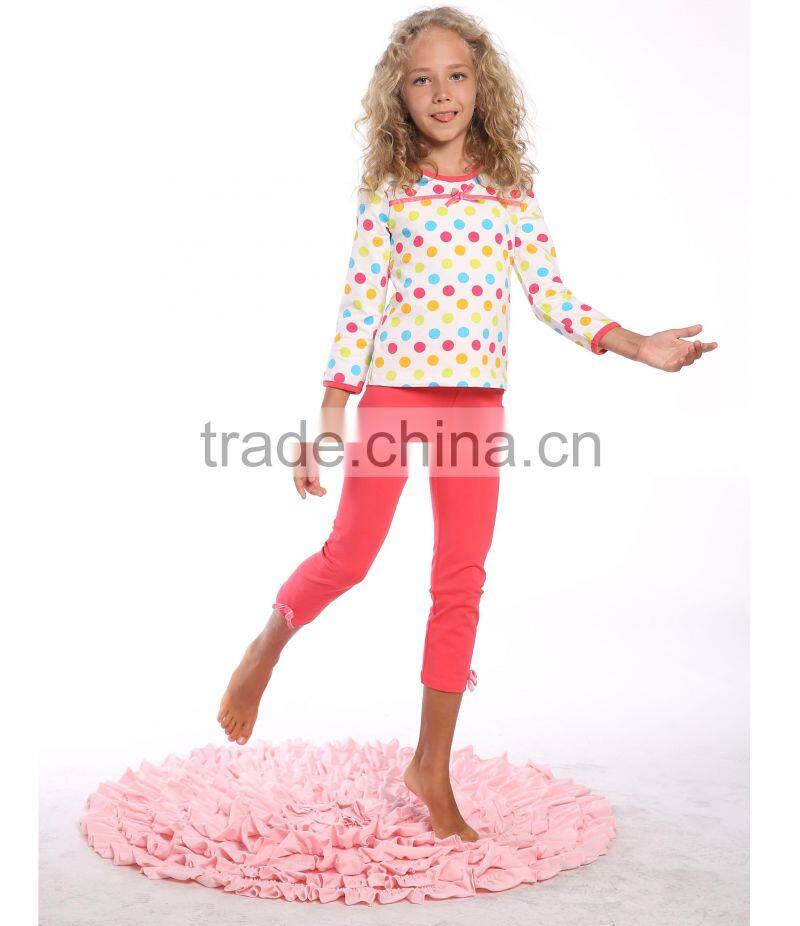 100% cotton knitted children girl winter pajamas sets wholesale