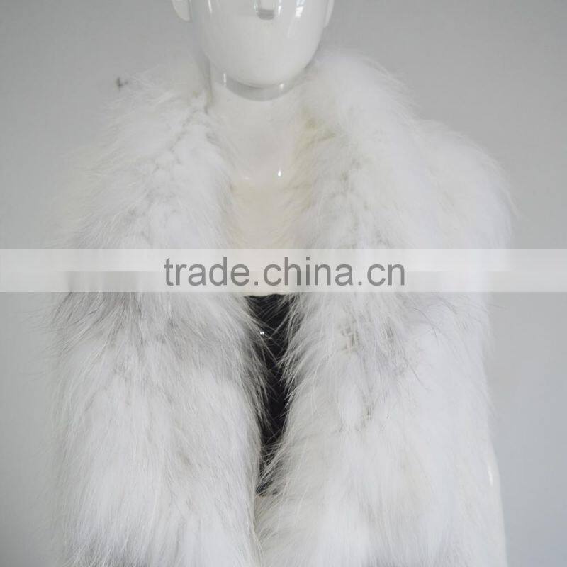 SJ818 Natural Color Real Fox Knit Winter Fashionable Vest