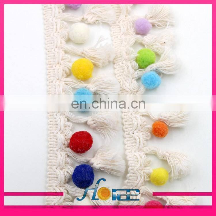 new design pom pom lace trim tassel beaded fringe trimming
