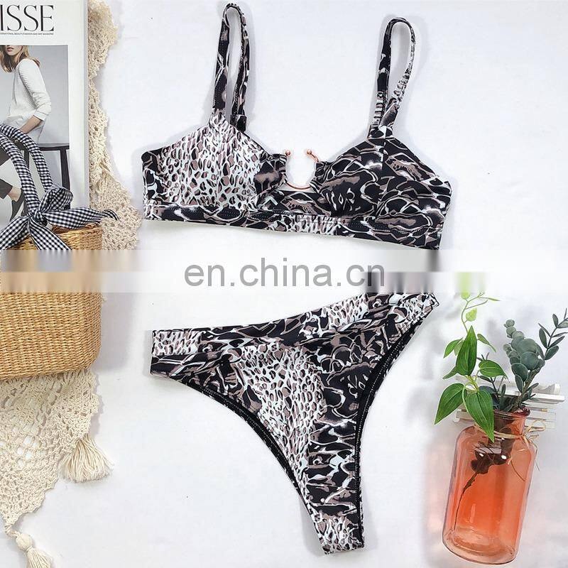 10 colors sexy Green leopard snake print bikini set solid plain color swimsuit Swimwear Female