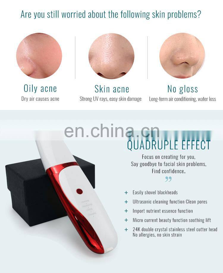 Skin revitalizer mini ultrasonic facial skin scraper