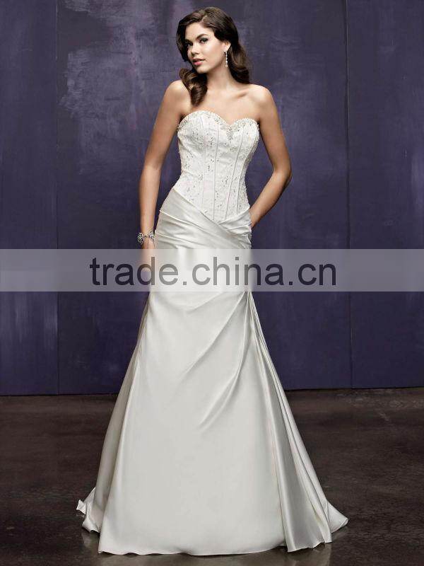 Excellent Sweetheart Neckline Strapless with Beads Bodice and ruffle Wedding Dresses