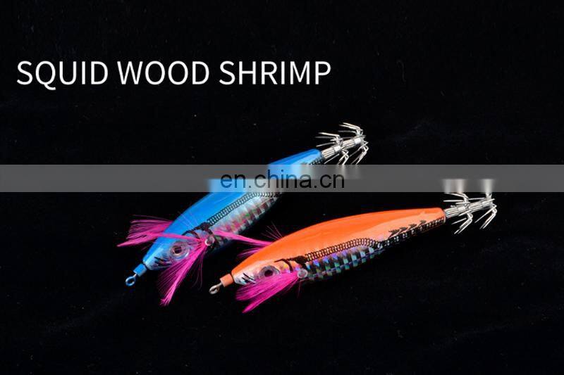 7cm 11.5g Luminous Glow In Dark Fishing Lures Hard Squid Wood Shrimp Bait