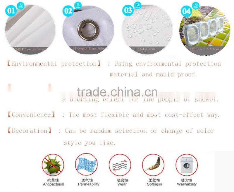 Polyester digital printed shower curtain luxury colorful shower curtains