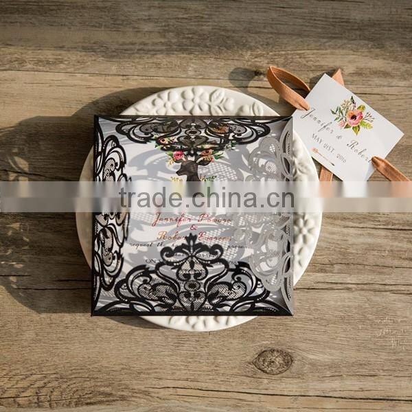 2016 Hot Sale Laser Cut Europe Customize Wedding Invitation Card