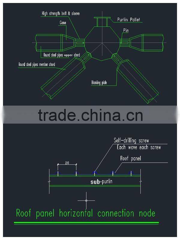 High strength light space frame steel structure airport terminal
