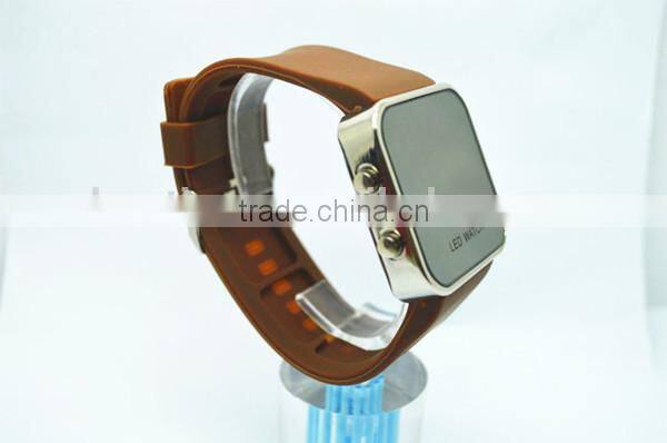 led jelly electronic watches mirror watches with silicone band, bright led lights,alloy watch case