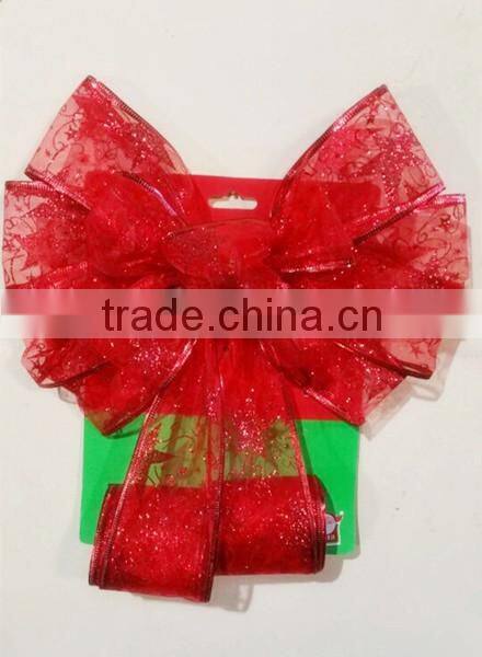 2016 Wedding Card Decorate with Large Printed Organza Ribbon Bow Tie