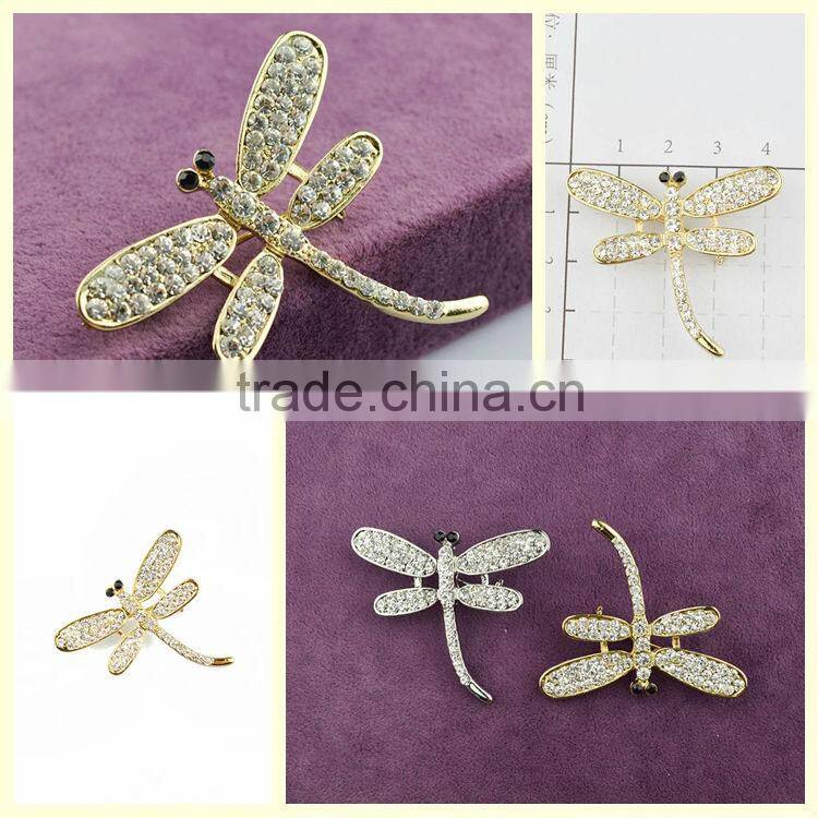 Wedding invitation 2014 rhinestone ladies gold dragonfly brooches