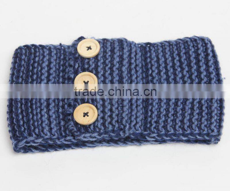 Wholesale Fashion Newest Crochet Patterns Girls Hair Accessories Button Knitted Headband