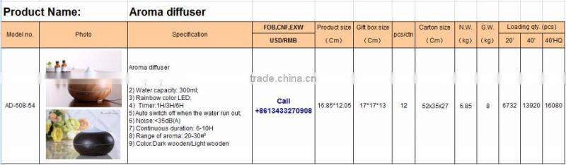 CE,CSA,EMC,GS,ROHS,SASO,UL approval aroma diffuser 608-54 Light Wood