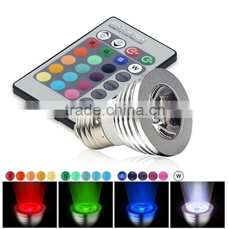 3W LED RGB Bulb 16 Color Changing LED Spot lights RGB led spot light ac85-265v E27 GU10 led rgb remote control spotlight 12v