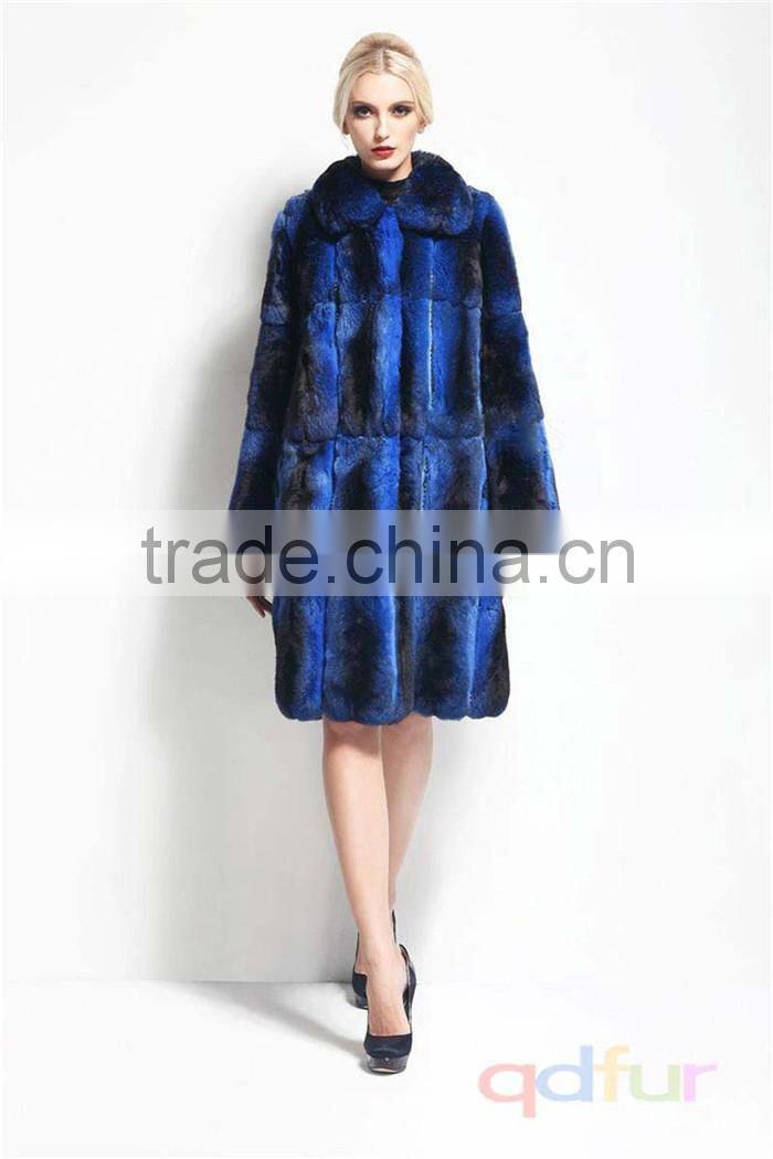 QD30090 star blue sexy cool women long black velvet coat