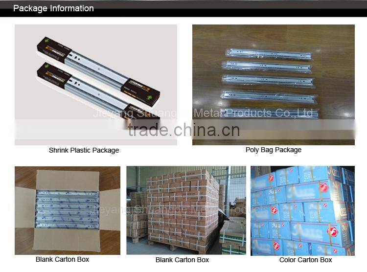 ball bearing drawer slide rail/slow motion drawer slide/telescopic channel drawer slide