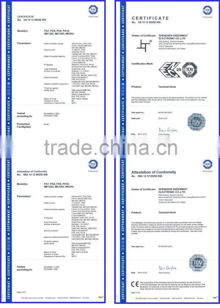 plastic terminal block with TUV,ETL approvel