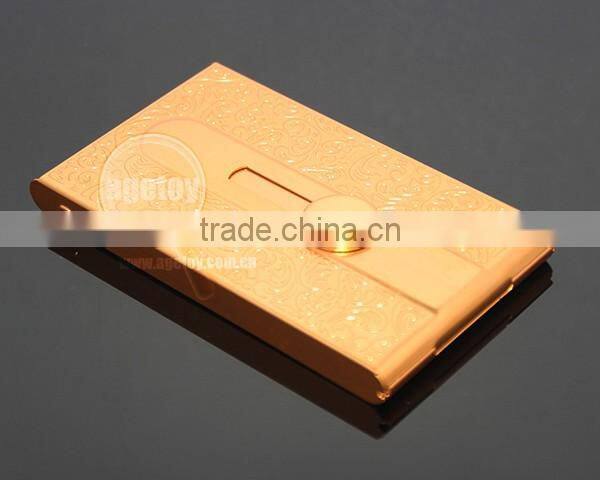 Push Up Push Down Button Folding Anodizing Gold Aluminum Knurling Business Metal Automatic Card Holder