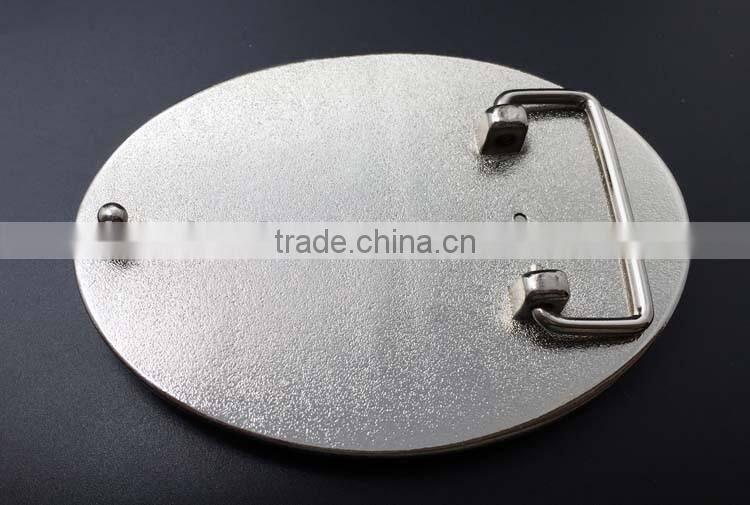 Nickel plated metal name plate belt buckles