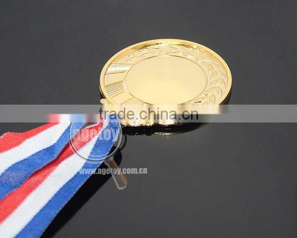 Blue White Red Color Ribbon Belt Custom Wholesale Celebration Souvenir Sports Meeting Blank Alloy Metal Gold School Medal