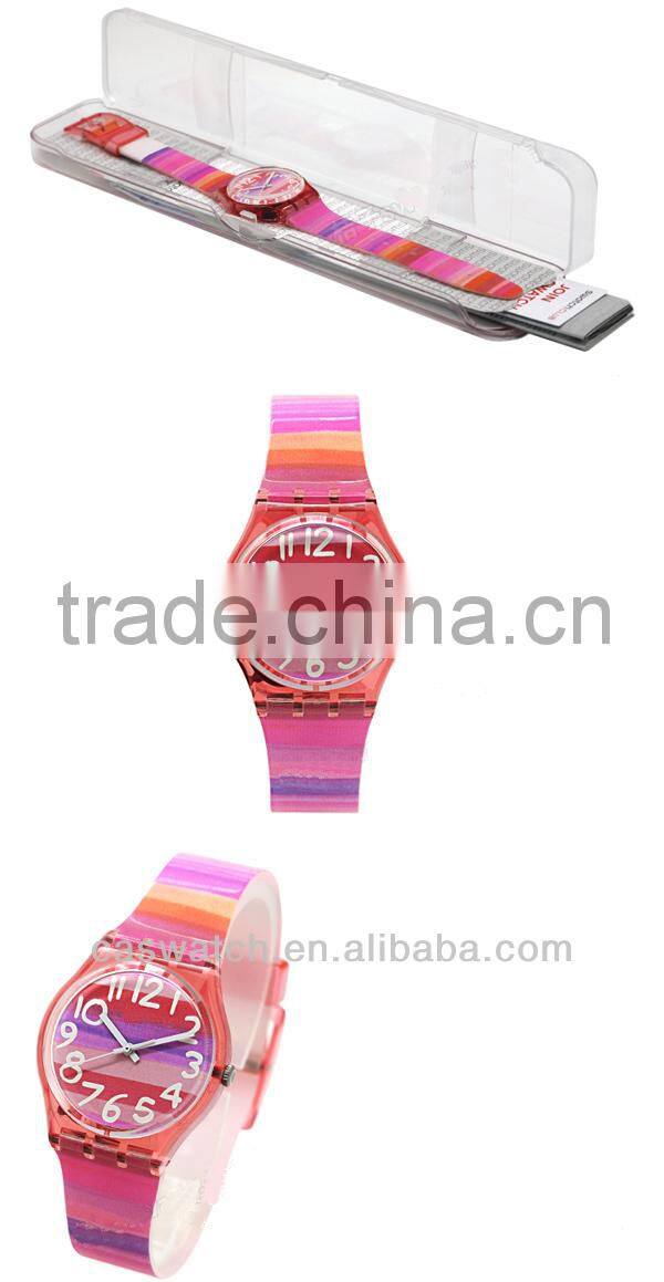 Fashion colorful rainbow color plastic watch