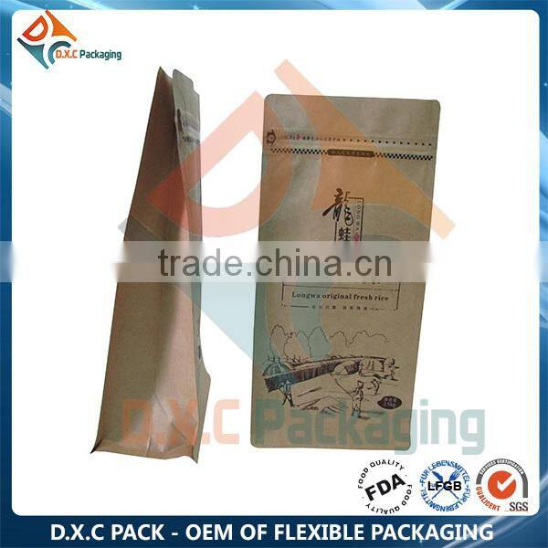 Custom Design Rice Paper Stand Up Pouch With Window