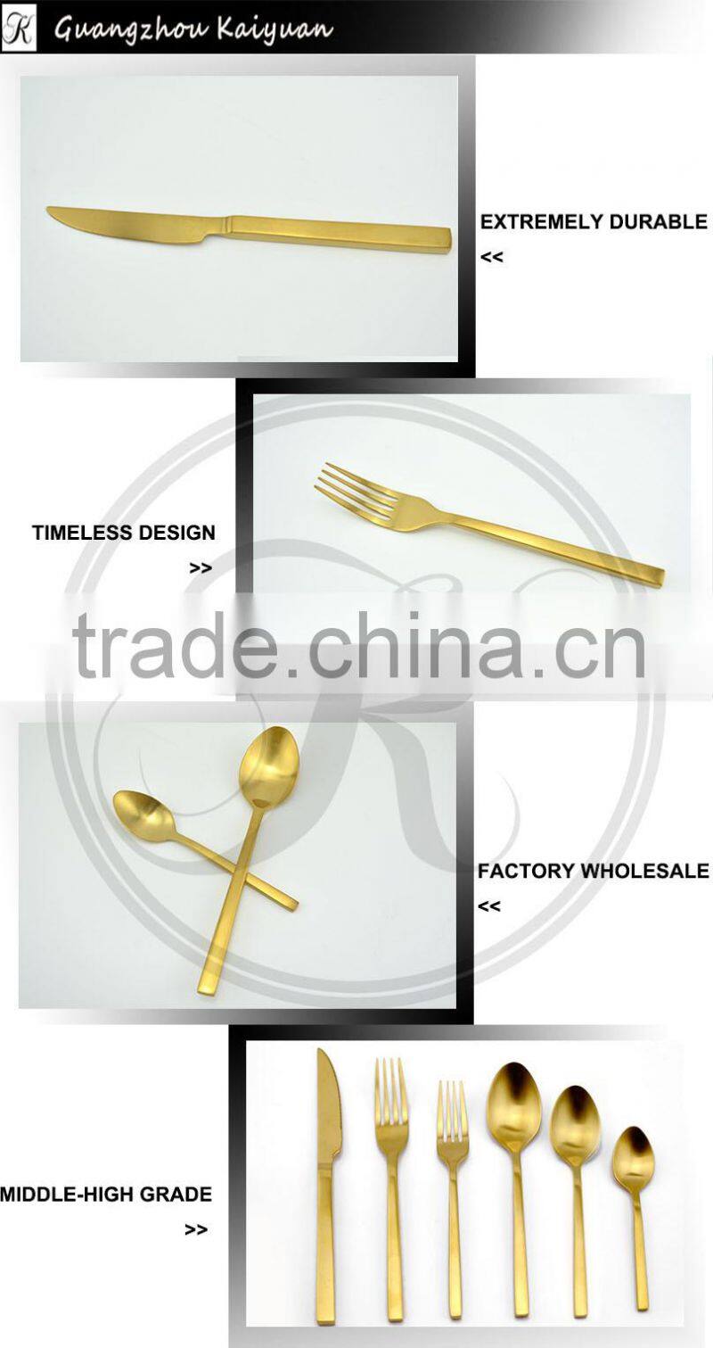 Golden spoons, colored flatware, matte gold cutlery
