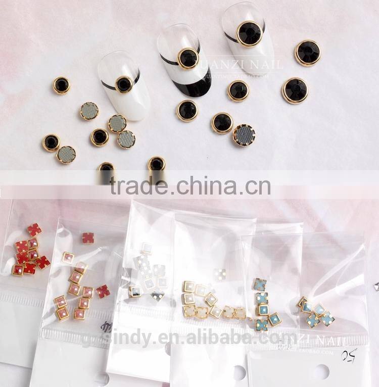 8 colors square nail art pearl with metal edge diy nail art decoration ZX:SP528