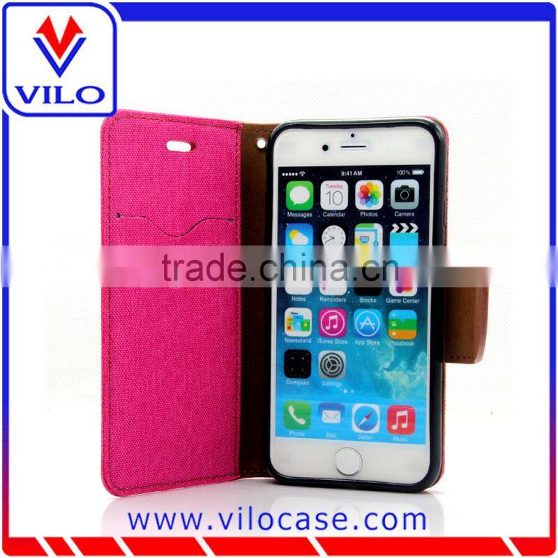 Mecury Goospery Dual Color Cross Pattern Magnetic Wallet Side Flip TPU +PU Leather Case for iPhone6s With Stand