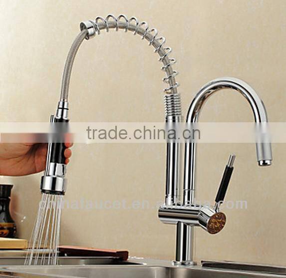 Two heads chromed spring kitchen mixer QH0783-8S