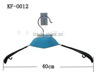 Fashionable metal clothes and pants hanger with plastic hook