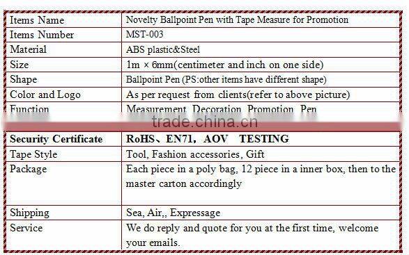 1m small custom promotional tape pen