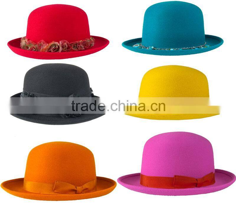 Brightly Painted Wool Felt Hat Bowler Hat