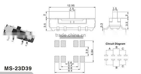 Mini Slide switch /SMD 2P3T mini slide switch