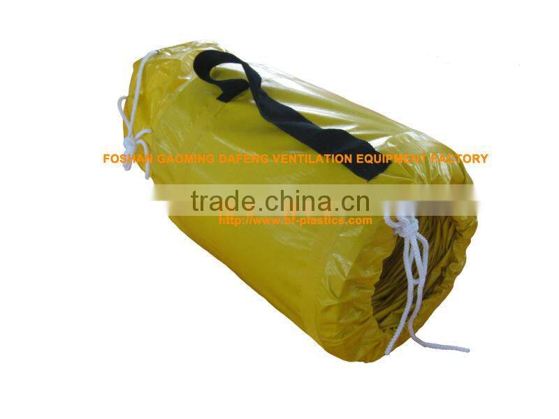 Yellow inducstial PVC fire-retardant flexible ventilation ducting with carry bag