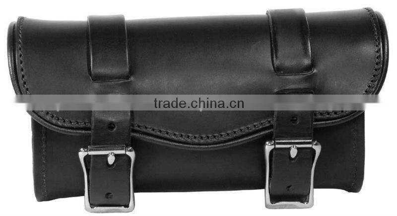Heavy Duty Leather Motorcycle Tool Bag with Studs