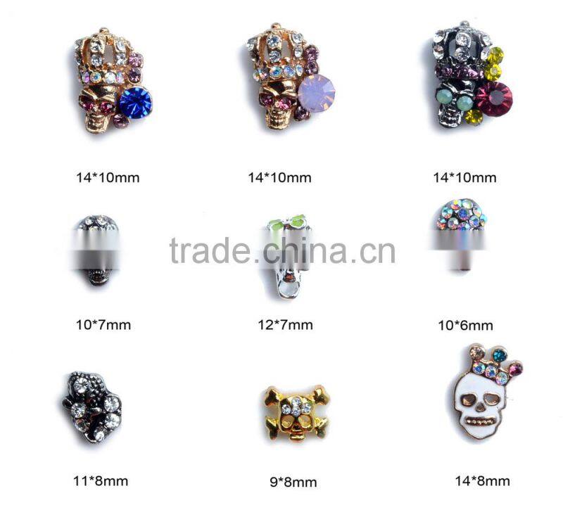 Small skull colorful rhinestones diamond accessories for nail art