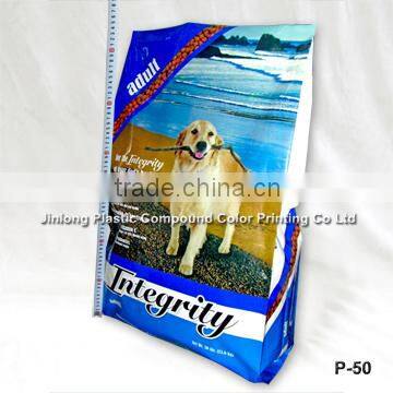quad-seal dog food packaging bag with side gusset and zipper