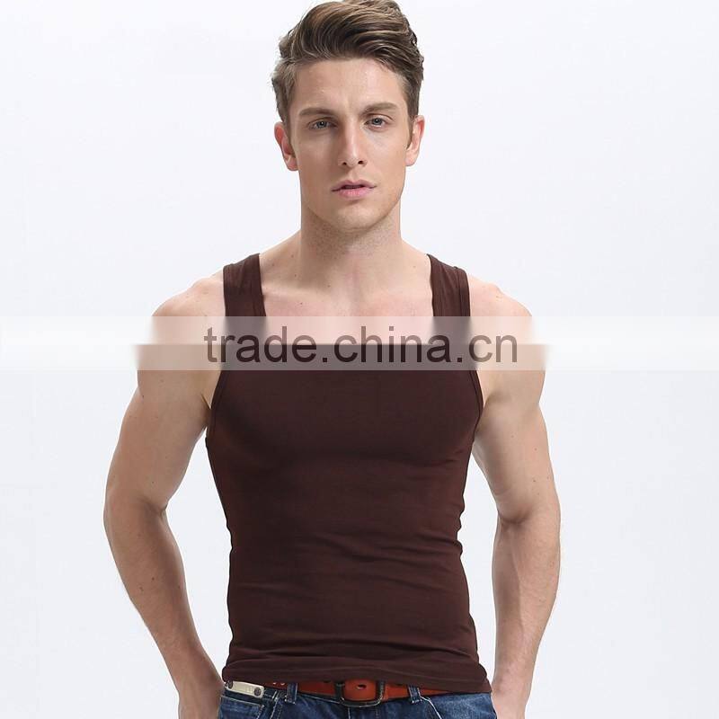 square-cut collar neck style men cotton casual muscle vest plain waistcoat new design sexy tight gym vest for men