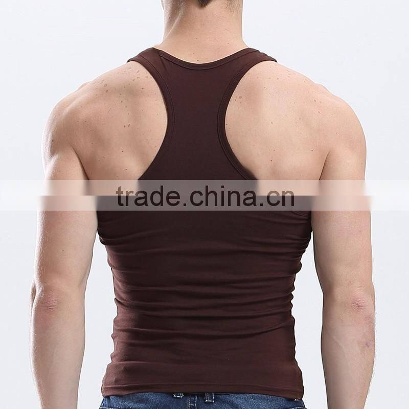 I- shaped back vest square neck style men cotton casual muscle vest latest gym waistcoat design for men