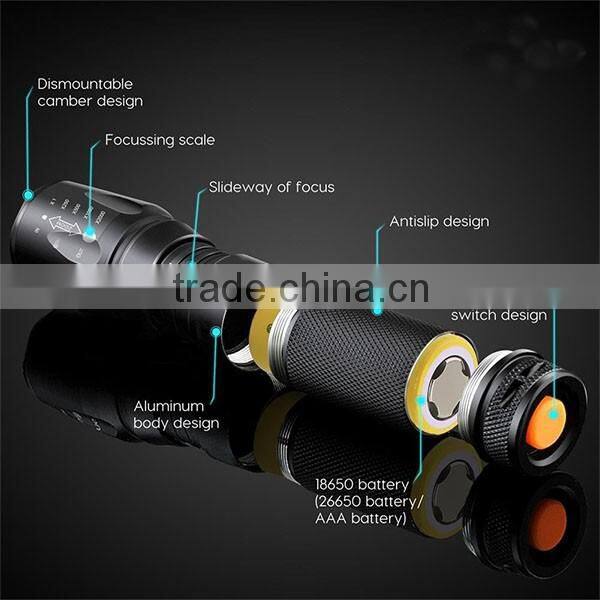 Best Military Grade Waterproof 3 x AAA/18650 / 26650 XML T6 LED Military Flashlight