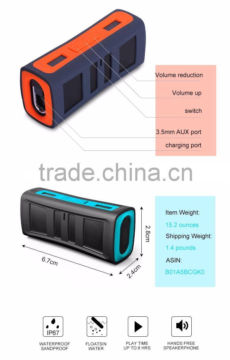 Portable Waterproof Shockproof Bluetooth Stereo Speakers