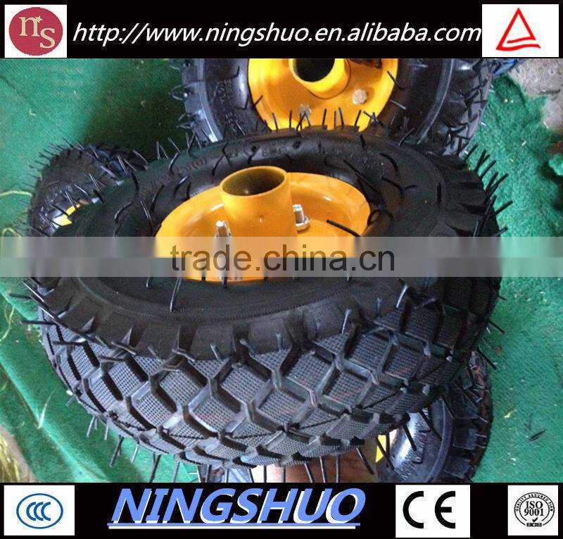 China manufacturer of 3.50-4 small rubber pneumatic lawn mower wheel