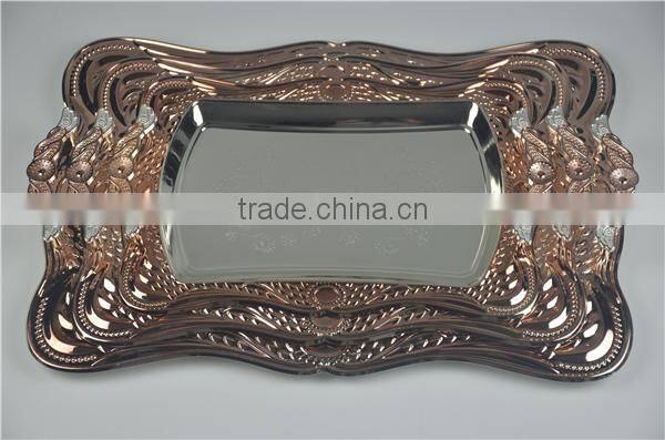 hotel supplies serving tray/mirror serving tray/golden tray with handle T359 SG+G